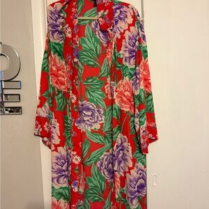 Forever 21 Red Floral Kimono